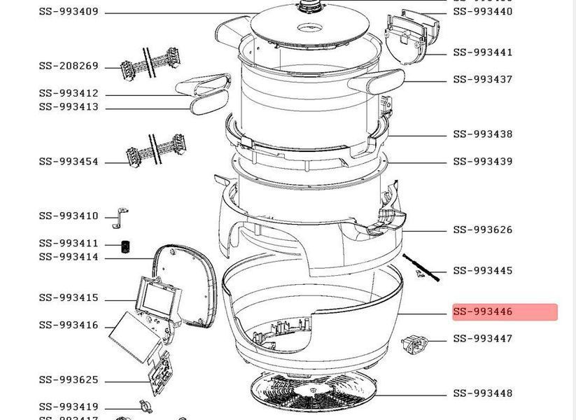 Нижняя часть корпуса мультиварки Moulinex COOK4ME SS-993446 фото 3